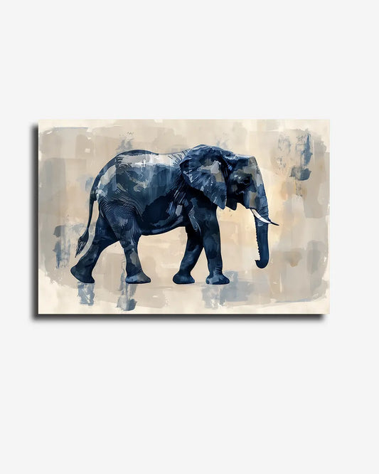 Canvas - Schilderij Olifant - Minimal - Blauw