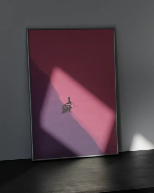 Minimalistische poster – Indiase boot op de Ganges poster wanddecoratie – A3 formaat