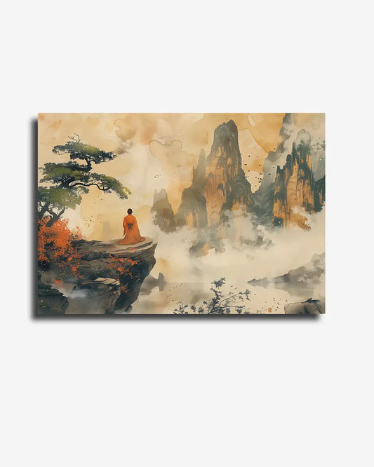 Canvas - Monnik - China - Abstract - Gebergte