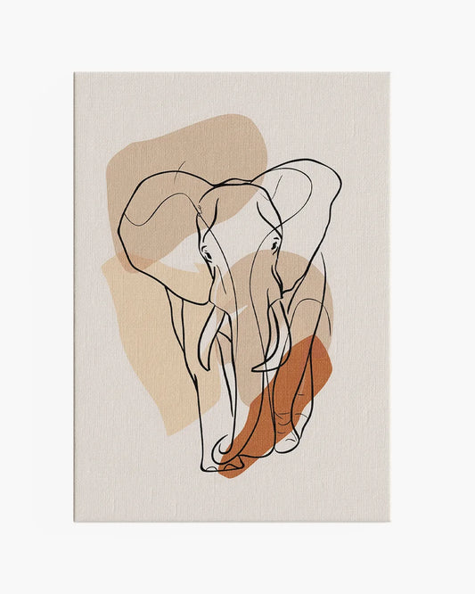 Canvas - Olifant - Minimalistisch - Line Art - Abstract