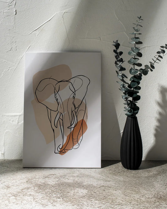 Canvas - Olifant - Minimalistisch - Line Art - Abstract