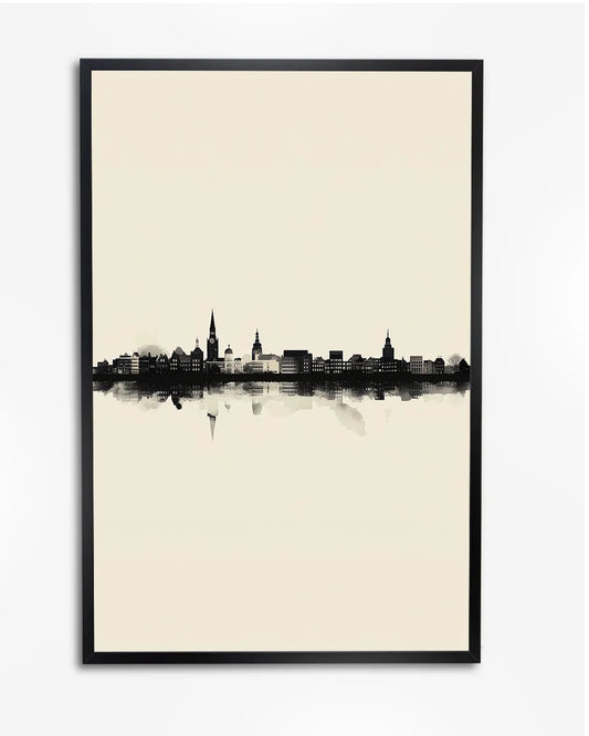 Poster - Skyline - Historische Gebouwen - Minimalistisch - Elegante Silhouetten poster wanddecoratie – A4 formaat
