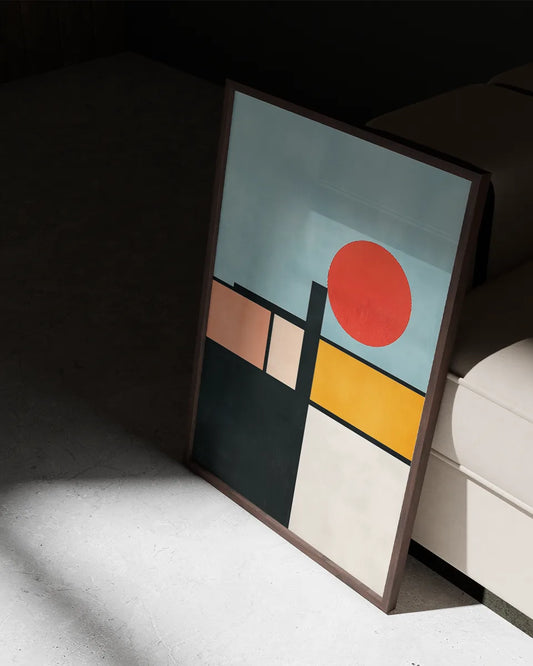 Poster – Minimalistische - Geometrische vormen - Zwart, Wit en Rood poster wanddecoratie – A3 formaat