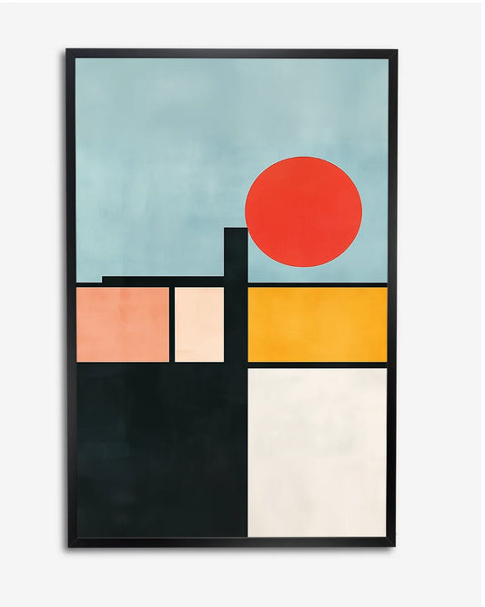 Poster – Minimalistische - Geometrische vormen - Zwart, Wit en Rood poster wanddecoratie – A4 formaat