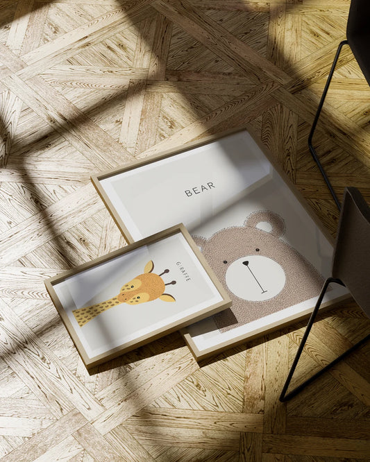 Schattige Beer - Kinderkamer Poster - Minimalistisch en Stijlvol poster wanddecoratie – A3 formaat