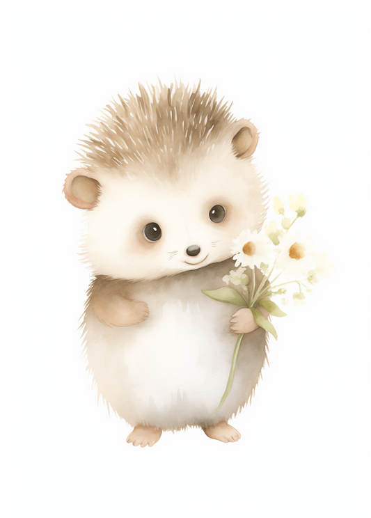 Poster - Kinderkamer Egel met Madeliefje poster wanddecoratie – A3 formaat