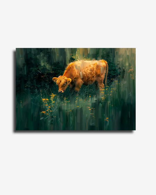 Canvas - Schotse Hooglander - Grazend - Schilderij