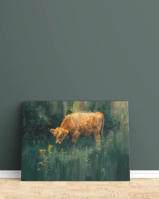 Canvas - Schotse Hooglander - Grazend - Schilderij