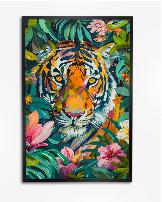 Poster - Tijger in de Jungle - Abstract poster wanddecoratie – A4 formaat