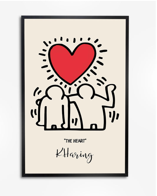 'The Heart' Hug Keith Haring - Abstracte Poster poster wanddecoratie – A4 formaat