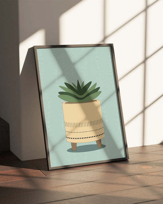 Schattige Vetplant Illustratie - Minimalistisch en Speels Design poster wanddecoratie – A3 formaat