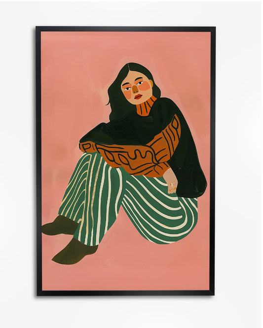 Poster - Vrouw in groen-wit gestreepte broek - Henri Matisse poster wanddecoratie – A4 formaat